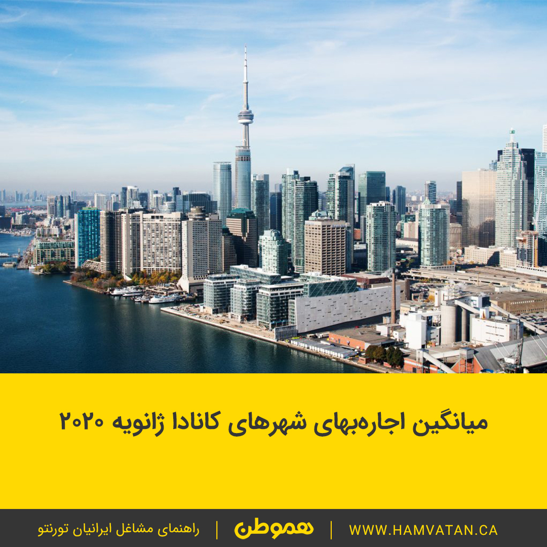 میانگین اجاره بهای شهرهای کانادا در ماه ژانویه ۲۰۲۰