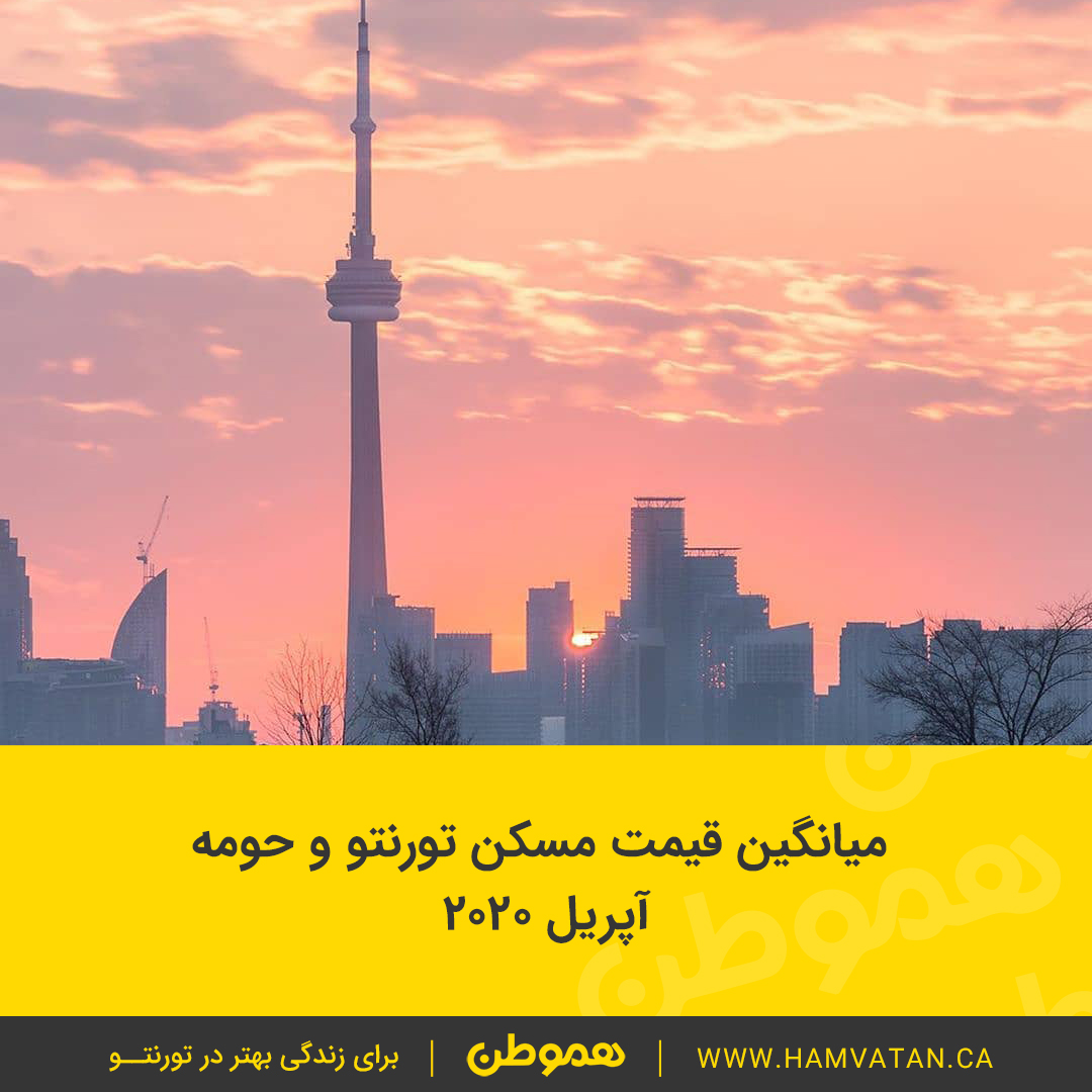 میانگین قیمت مسکن در تورنتو و حومه آپریل ۲۰۲۰