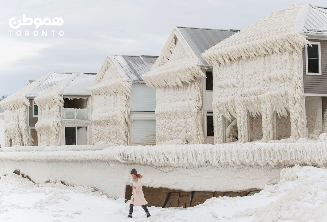 این شهر در منطقه نایاگرای آنتاریو کاملا یخ زده است