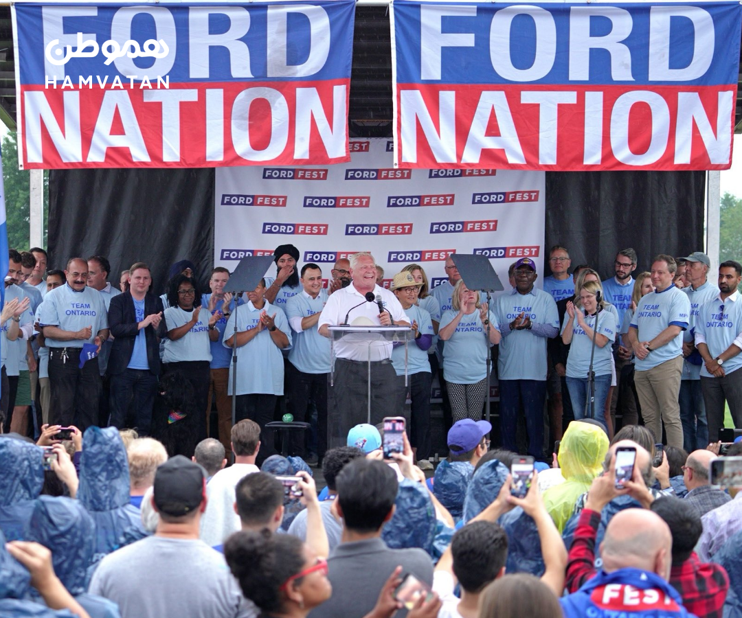 جشن پیروزی داگ فورد در انتخابات استانی: ۱۳ جون در Centennial Park اتوبیکو