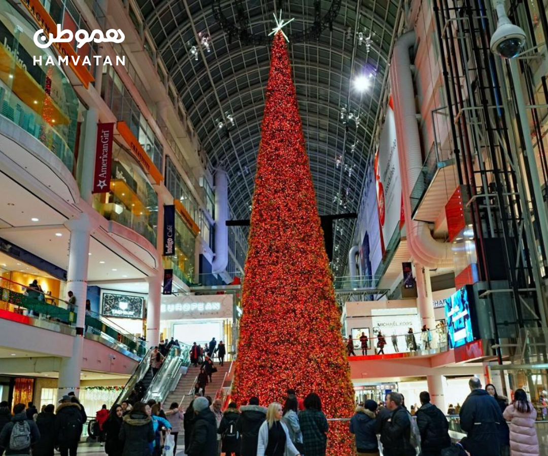 بلندترین درخت کریسمس کانادا ۱۴ نوامبر در ایتن سنتر روشن می‌شود